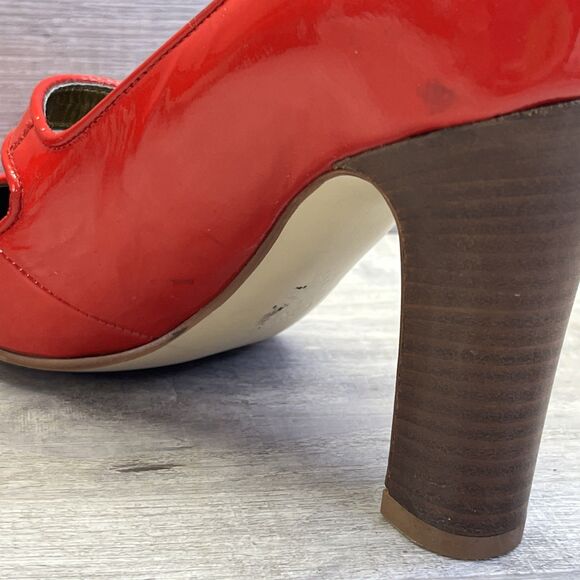 J Crew Patent Leather Womens Red Mary Jane High Heels Pump Size 5.5 Vintage - Picture 8 of 16